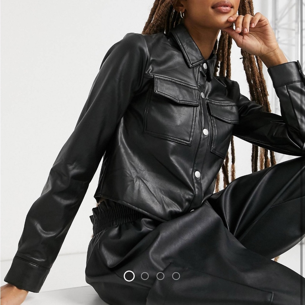 ASOS cropped faux leather shirt